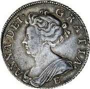 UK Shilling Anne (2nd bust) E (Edinburgh) below 1707 Proof KM# 517.5 ANNA∙DEI∙ GRATIA E coin obverse UK Shilling Anne (2nd bust) E (Edinburgh) below 1707 Proof KM# 517.5 ANNA∙DEI∙ GRATIA E coin obverse