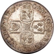 UK Shilling (Anne third bust (less waves) no E below plumes and roses) KM# 523.4 MAG∙ BRI∙FR∙ ET∙HIB∙ REG ∙*YEAR*∙ coin reverse UK Shilling (Anne third bust (less waves) no E below plumes and roses) KM# 523.4 MAG∙ BRI∙FR∙ ET∙HIB∙ REG ∙*YEAR*∙ coin reverse