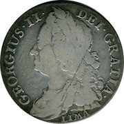 UK Shilling George II LIMA 1745 KM# 583.2 GEORGIVS ∙ II ∙ DEI ∙ GRATIA ∙ coin obverse UK Shilling George II LIMA 1745 KM# 583.2 GEORGIVS ∙ II ∙ DEI ∙ GRATIA ∙ coin obverse
