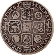 UK Shilling George II Roses at angles 1743/1 KM# 583.1 F ∙ D ∙ B ∙ - ET ∙ L ∙ D ∙ S ∙ R ∙ I ∙ - A ∙ T ∙ ET ∙ E ∙ - M ∙ B ∙ F ∙ ET ∙ - H ∙ REX ∙ coin reverse UK Shilling George II Roses at angles 1743/1 KM# 583.1 F ∙ D ∙ B ∙ - ET ∙ L ∙ D ∙ S ∙ R ∙ I ∙ - A ∙ T ∙ ET ∙ E ∙ - M ∙ B ∙ F ∙ ET ∙ - H ∙ REX ∙ coin reverse