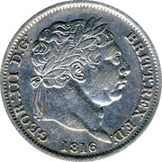 UK Shilling George III 1816 KM# 666 GEOR: III D:G: BRITT: REX F:D: coin obverse UK Shilling George III 1816 KM# 666 GEOR: III D:G: BRITT: REX F:D: coin obverse