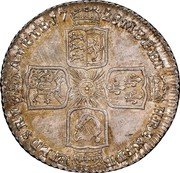 UK Shilling George II 1728 KM# 561.3 M B F ET H REX F D B ET LDS R I ATETE 17 28 coin reverse UK Shilling George II 1728 KM# 561.3 M B F ET H REX F D B ET LDS R I ATETE 17 28 coin reverse
