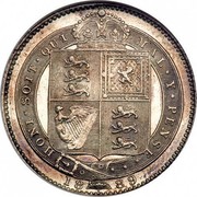 UK Shilling Victoria 1889 KM# 761 HONI SOIT QUI MAL Y PENS coin reverse