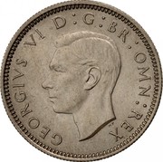 UK Six Pence George VI 1951 Proof KM# 875 GEORGIVS VI D:G:BR:OMN:REX HP coin obverse UK Six Pence George VI 1951 Proof KM# 875 GEORGIVS VI D:G:BR:OMN:REX HP coin obverse