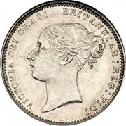 UK Six Pence Victoria 1871 KM# 751.1 VICTORIA DEI GRATIA BRITANNIAR: REG: F: D: coin obverse UK Six Pence Victoria 1871 KM# 751.1 VICTORIA DEI GRATIA BRITANNIAR: REG: F: D: coin obverse