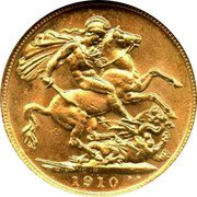 UK Sovereign Edward VII 1910 KM# 805 1906 B.P. coin reverse UK Sovereign Edward VII 1910 KM# 805 1906 B.P. coin reverse