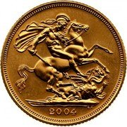 UK Sovereign Elizabeth II 2004 KM# 1002 2000 BP coin reverse UK Sovereign Elizabeth II 2004 KM# 1002 2000 BP coin reverse