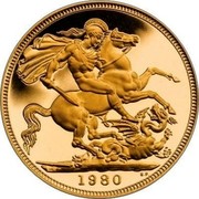 UK Sovereign Elizabeth II (2nd portrait) 1980 KM# 919 1980 BP coin reverse UK Sovereign Elizabeth II (2nd portrait) 1980 KM# 919 1980 BP coin reverse