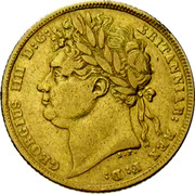 UK Sovereign George IIII 1821 KM# 682 GEORGIUS IIII D:G: BRITANNIAR: REX F:D: coin obverse UK Sovereign George IIII 1821 KM# 682 GEORGIUS IIII D:G: BRITANNIAR: REX F:D: coin obverse