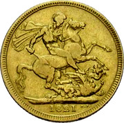 UK Sovereign George IIII 1821 KM# 682 B. P. coin reverse UK Sovereign George IIII 1821 KM# 682 B. P. coin reverse