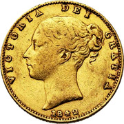 UK Sovereign Victoria 1842 KM# 736.1 VICTORIA DEI GRATIA coin obverse UK Sovereign Victoria 1842 KM# 736.1 VICTORIA DEI GRATIA coin obverse