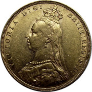 UK Sovereign Victoria 1891 KM# 767 VICTORIA D G BRITT REG F D coin obverse UK Sovereign Victoria 1891 KM# 767 VICTORIA D G BRITT REG F D coin obverse