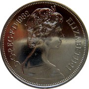 UK Ten Pence Elizabeth II 1982 Proof KM# 930 D∙G∙REG∙F∙D∙1982 ELIZABETH∙II coin obverse UK Ten Pence Elizabeth II 1982 Proof KM# 930 D∙G∙REG∙F∙D∙1982 ELIZABETH∙II coin obverse
