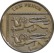 UK Ten Pence Royal Shield magnetic 2011 British Royal Mint KM# 1110d TEN PENCE coin reverse UK Ten Pence Royal Shield magnetic 2011 British Royal Mint KM# 1110d TEN PENCE coin reverse
