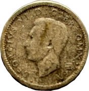 UK Three Pence George VI 1941 KM# 848 GEORGIVS VI D:G:BR:OMN:REX HP coin obverse UK Three Pence George VI 1941 KM# 848 GEORGIVS VI D:G:BR:OMN:REX HP coin obverse