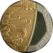 UK Twenty Pence Royal Shield 2012 Proof KM# 1111a.1 TWENTY PENCE coin reverse
