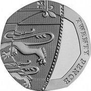 UK Twenty Pence (Royal Shield) KM# 1111a TWENTY PENCE coin reverse UK Twenty Pence (Royal Shield) KM# 1111a TWENTY PENCE coin reverse