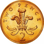 UK Two Pence Elizabeth II 1985 Proof KM# 936 TWO PENCE ICH DIEN 2 coin reverse UK Two Pence Elizabeth II 1985 Proof KM# 936 TWO PENCE ICH DIEN 2 coin reverse