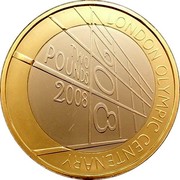 UK Two Pounds 100th Anniversary of the London Olympics 2008 KM# 1105 LONDON OLYMPIC CENTENARY 1908 TWO POUNDS 2008 coin reverse