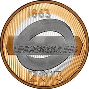 UK Two Pounds 150th Anniversary of the London Underground - Logo 2013 Proof KM# 1240a 1863 UNDERGROUND 2013 coin reverse UK Two Pounds 150th Anniversary of the London Underground - Logo 2013 Proof KM# 1240a 1863 UNDERGROUND 2013 coin reverse
