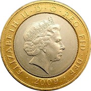 UK Two Pounds 250th Anniversary of the Birth of Robert Burns 2009 British Royal Mint Proof KM# 1116 ELIZABETH∙II∙D∙G∙REG∙FID∙DEF ∙ 2009 ∙ IRB coin obverse UK Two Pounds 250th Anniversary of the Birth of Robert Burns 2009 British Royal Mint Proof KM# 1116 ELIZABETH∙II∙D∙G∙REG∙FID∙DEF ∙ 2009 ∙ IRB coin obverse