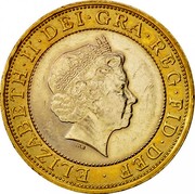 UK Two Pounds 50th Anniversary of the Discovery of DNA (2003) British Royal Mint Proof KM# 1037 ELIZABETH∙II∙DEI∙GRA∙REG∙FID∙DEF ∙ IRB coin obverse UK Two Pounds 50th Anniversary of the Discovery of DNA (2003) British Royal Mint Proof KM# 1037 ELIZABETH∙II∙DEI∙GRA∙REG∙FID∙DEF ∙ IRB coin obverse