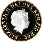 UK Two Pounds 60th Anniversary of End of World War II 2005 British Royal Mint Proof KM# 1056a ELIZABETH∙II∙DEI∙GRA∙REG∙FID∙DEF ∙ IRB coin obverse UK Two Pounds 60th Anniversary of End of World War II 2005 British Royal Mint Proof KM# 1056a ELIZABETH∙II∙DEI∙GRA∙REG∙FID∙DEF ∙ IRB coin obverse