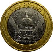 UK Two Pounds 60th Anniversary of End of World War II (2005) British Royal Mint KM# 1056 TWO POUNDS 1945-2005 coin reverse UK Two Pounds 60th Anniversary of End of World War II (2005) British Royal Mint KM# 1056 TWO POUNDS 1945-2005 coin reverse