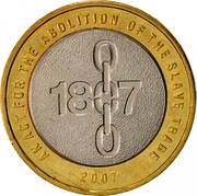 UK Two Pounds Abolishment of the Slave Trade 2007 British Royal Mint Proof KM# 1075 AN ACT FOR THE ABOLITION OF THE SLAVE TRADE 1807 DG 2007 coin reverse UK Two Pounds Abolishment of the Slave Trade 2007 British Royal Mint Proof KM# 1075 AN ACT FOR THE ABOLITION OF THE SLAVE TRADE 1807 DG 2007 coin reverse