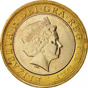 UK Two Pounds Act of the union of England and Scotland 2007 British Royal Mint Proof KM# 1076 ELIZABETH∙II∙DEI∙GRA∙REG∙FID∙DEF ∙ IRB coin obverse UK Two Pounds Act of the union of England and Scotland 2007 British Royal Mint Proof KM# 1076 ELIZABETH∙II∙DEI∙GRA∙REG∙FID∙DEF ∙ IRB coin obverse