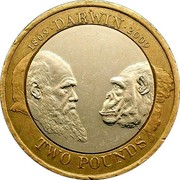 UK Two Pounds Charles Darwin 2009 KM# 1115 1809∙DARWIN∙2009 TWO POUNDS coin reverse UK Two Pounds Charles Darwin 2009 KM# 1115 1809∙DARWIN∙2009 TWO POUNDS coin reverse