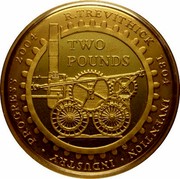 UK Two Pounds First Railway Locomotive 2004 British Royal Mint Proof KM# 1049b 2004 R. TREVITHICK 1804 INVENTION-INDUSTRY-PROGRESS TWO POUNDS coin reverse UK Two Pounds First Railway Locomotive 2004 British Royal Mint Proof KM# 1049b 2004 R. TREVITHICK 1804 INVENTION-INDUSTRY-PROGRESS TWO POUNDS coin reverse