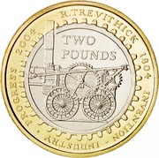 UK Two Pounds First Railway Locomotive 2004 British Royal Mint Proof KM# 1049 2004 R. TREVITHICK 1804 INVENTION-INDUSTRY-PROGRESS TWO POUNDS coin reverse UK Two Pounds First Railway Locomotive 2004 British Royal Mint Proof KM# 1049 2004 R. TREVITHICK 1804 INVENTION-INDUSTRY-PROGRESS TWO POUNDS coin reverse