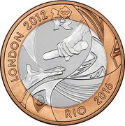 UK Two Pounds Handover of the Olympic Flag to Rio 2012 Proof KM# 1244a LONDON 2012 RIO 2016 coin reverse UK Two Pounds Handover of the Olympic Flag to Rio 2012 Proof KM# 1244a LONDON 2012 RIO 2016 coin reverse