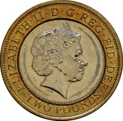 UK Two Pounds he 350th Anniversary of the Guinea 2013 KM# 1241 ∙ELIZABETH∙II∙D∙G∙REG∙FID∙DEF∙ TWO POUNDS IRB coin obverse UK Two Pounds he 350th Anniversary of the Guinea 2013 KM# 1241 ∙ELIZABETH∙II∙D∙G∙REG∙FID∙DEF∙ TWO POUNDS IRB coin obverse