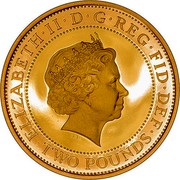 UK Two Pounds Olympiad Handover 2008 British Royal Mint Proof KM# 1106b ELIZABETH∙II∙D∙G∙REG∙FID∙DEF ∙TWO POUNDS∙ IRB coin obverse