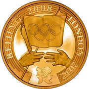 UK Two Pounds Olympiad Handover 2008 British Royal Mint Proof KM# 1106b BEIJING 2008 LONDON 2012 coin reverse