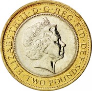 UK Two Pounds Olympiad Handover 2008 Proof KM# 1106 ELIZABETH∙II∙D∙G∙REG∙FID∙DEF ∙TWO POUNDS∙ IRB coin obverse
