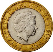 UK Two Pounds Technology 2000 Proof KM# 994 ELIZABETH∙II∙DEI∙GRA∙REG∙FID∙DEF ∙ IRB coin obverse UK Two Pounds Technology 2000 Proof KM# 994 ELIZABETH∙II∙DEI∙GRA∙REG∙FID∙DEF ∙ IRB coin obverse