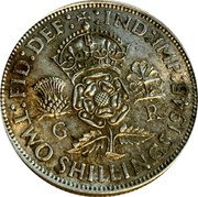 UK Two Shillings Florin 1945 KM# 855 :FID:DEF: :IND:IMP: G R K G TWO SHILLINGS *YEAR* coin reverse UK Two Shillings Florin 1945 KM# 855 :FID:DEF: :IND:IMP: G R K G TWO SHILLINGS *YEAR* coin reverse