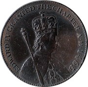 UK 1/2 Penny Essex - Hornchurch / George Cotton ND (1795)  EDWARD IV. GRANTED THE CHARTER A.D. 1465 coin obverse UK 1/2 Penny Essex - Hornchurch / George Cotton ND (1795)  EDWARD IV. GRANTED THE CHARTER A.D. 1465 coin obverse