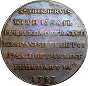 UK 1/2 Penny Hampshire - Portsmouth / Thomas Sharp ND (1797)  SIR JOHN JERVIS WITH 15 SAIL PURSUED & DEFEATED THE SPANISH FLEET OF 27 SAIL OF THE LINE FEBRUARY 14TH 1797 coin reverse UK 1/2 Penny Hampshire - Portsmouth / Thomas Sharp ND (1797)  SIR JOHN JERVIS WITH 15 SAIL PURSUED & DEFEATED THE SPANISH FLEET OF 27 SAIL OF THE LINE FEBRUARY 14TH 1797 coin reverse