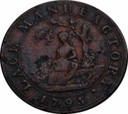 UK 1/2 Penny Middlesex - Moore's Lace Manufactory 1795  LACE MANUFACTORY. 1795 coin obverse UK 1/2 Penny Middlesex - Moore's Lace Manufactory 1795  LACE MANUFACTORY. 1795 coin obverse