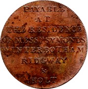 UK 1/2 Penny (Middlesex - Newgate) PAYABLE AT THE RESIDENCE OF MESSRS SYMONDS WINTERBOTHAM RIDGWAY & HOLT coin reverse