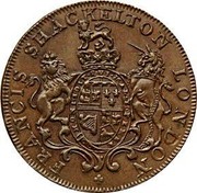 UK 1/2 Penny (Middlesex - Shackelton's) FRANCIS SHACKELTON LONDON. coin obverse UK 1/2 Penny (Middlesex - Shackelton's) FRANCIS SHACKELTON LONDON. coin obverse