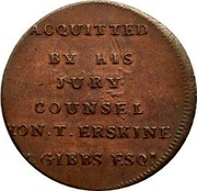 UK 1/2 Penny Middlesex - Thomas Hardy 1794  ACQUITTED BY HIS JURY COUNSEL HON. T. ERSKINE V. GIBBS ESQR coin reverse UK 1/2 Penny Middlesex - Thomas Hardy 1794  ACQUITTED BY HIS JURY COUNSEL HON. T. ERSKINE V. GIBBS ESQR coin reverse