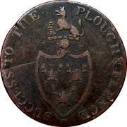 UK 1/2 Penny (Suffolk - Bury / J. Goer) SUCCESS TO THE PLOUGH & FLEECE coin obverse