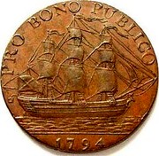 UK 1/2 Penny (Warwickshire - Birmingham) PRO BONO PUBLICO 1794 coin reverse