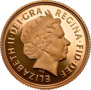 UK 1/2 Sovereign Elizabeth II, Diamond Jubilee 2012 Proof KM# 1206 ELIZABETH∙II∙DEI∙GRA REGINA∙FID∙DEF IRB coin obverse