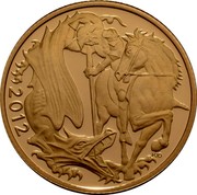 UK 1/2 Sovereign Elizabeth II, Diamond Jubilee 2012 Proof KM# 1206 2012 PJD coin reverse